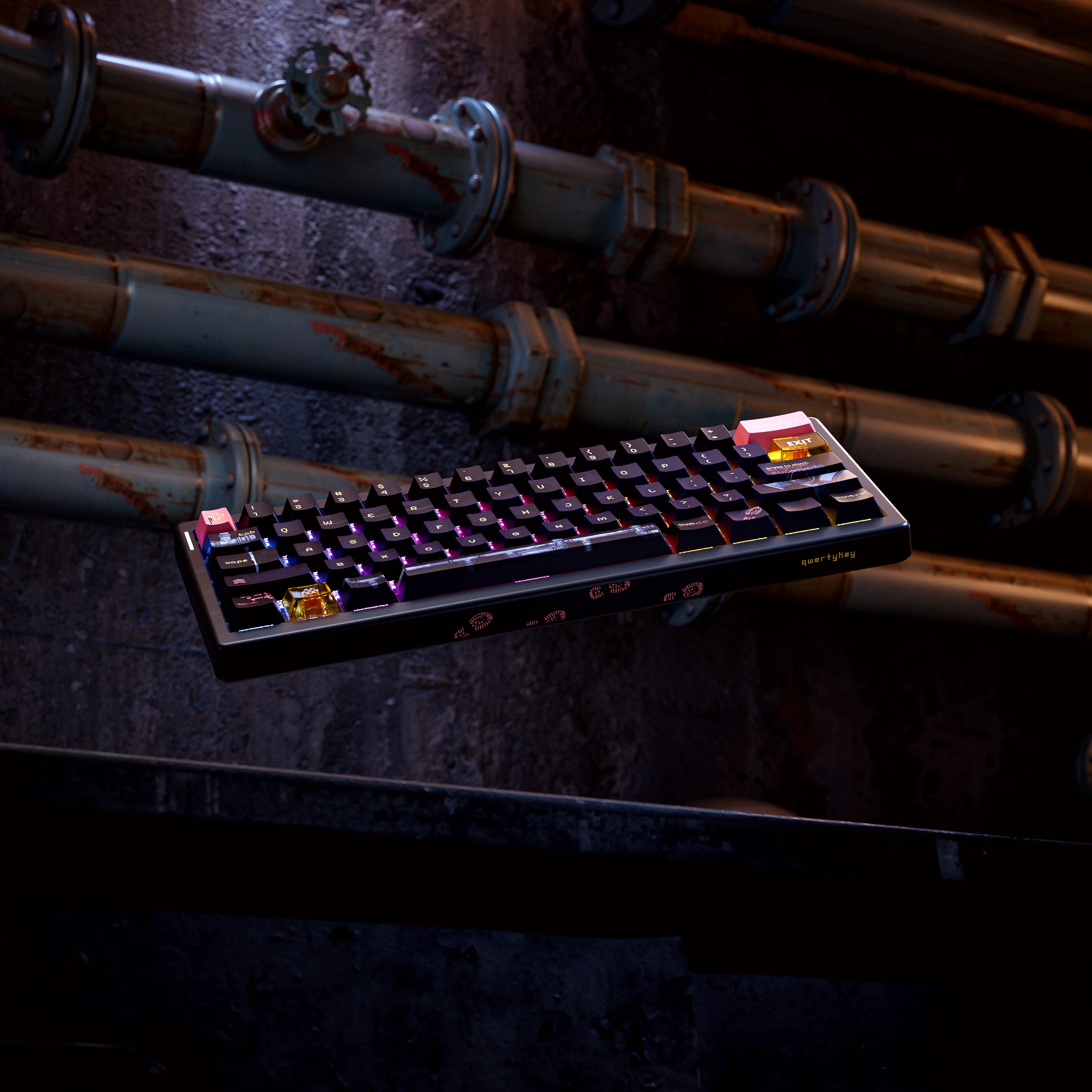 QwertyKey61 PRO Fallout Bluetooth Bezprzewodowa Hotswap RGB VIA Klawiatura Mechaniczna Gaming