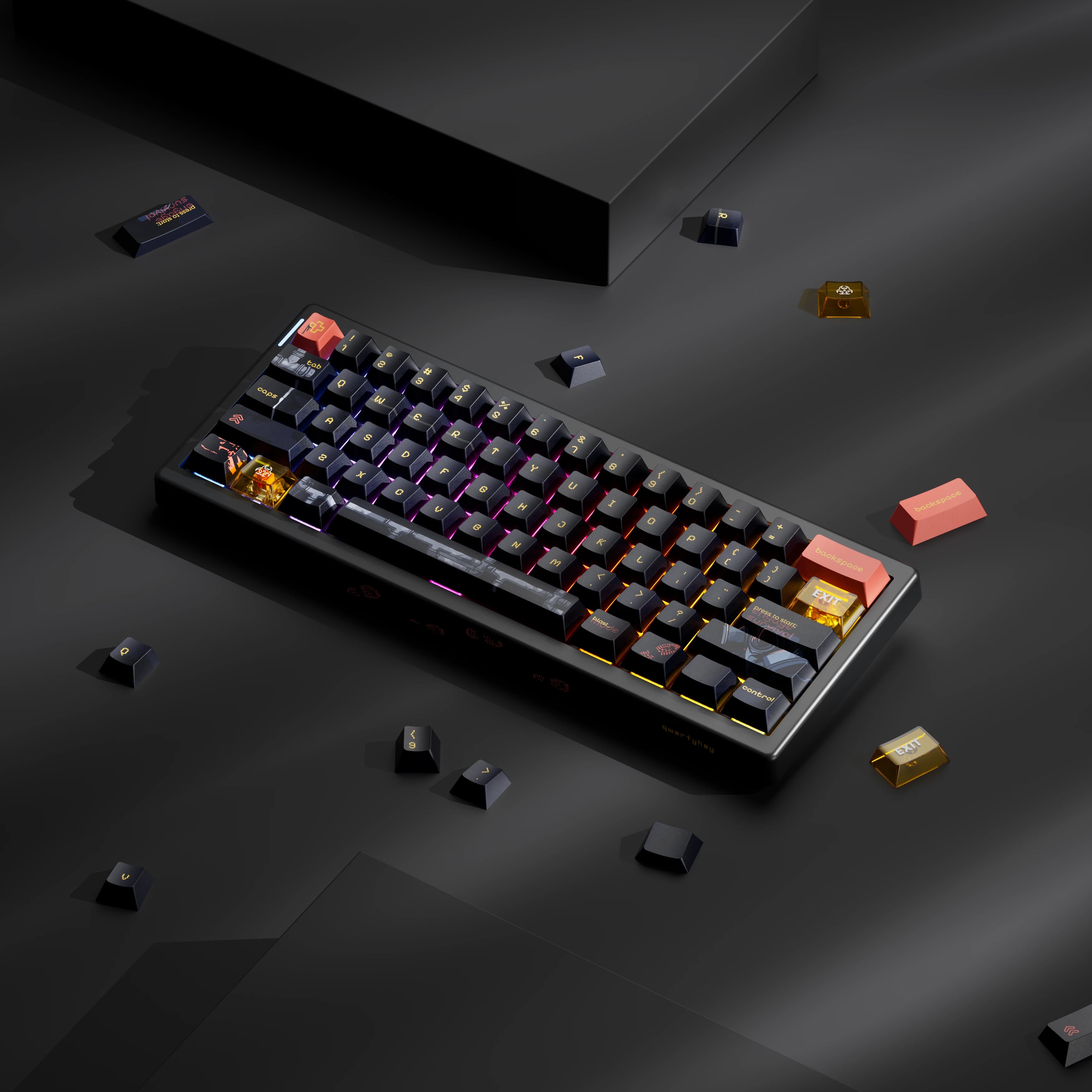 QwertyKey61 PRO Fallout Bluetooth Bezprzewodowa Hotswap RGB VIA Klawiatura Mechaniczna Gaming