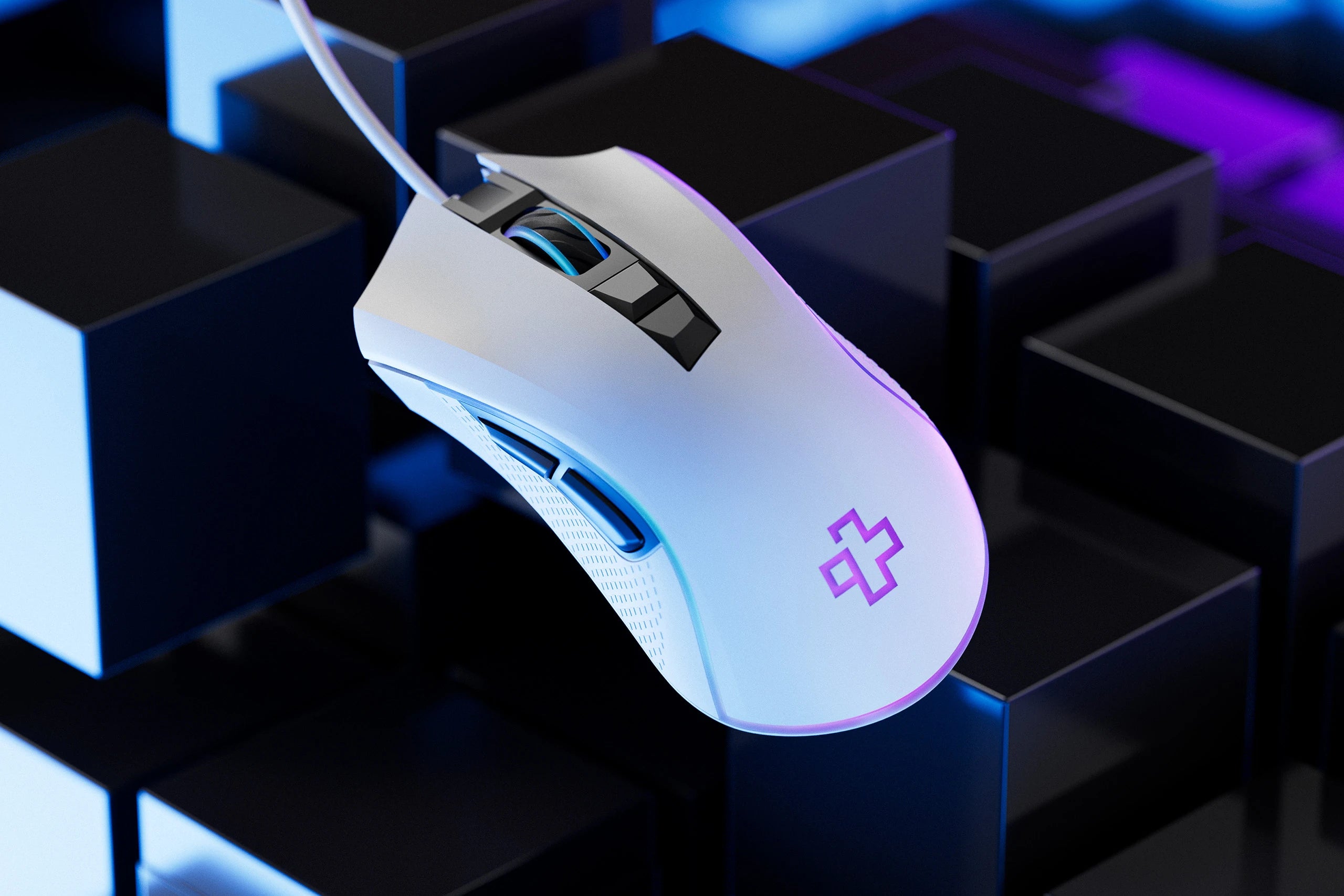 Mouse Gaming QwertyKey Forge Alb, RGB, 12.000 DPI, Software