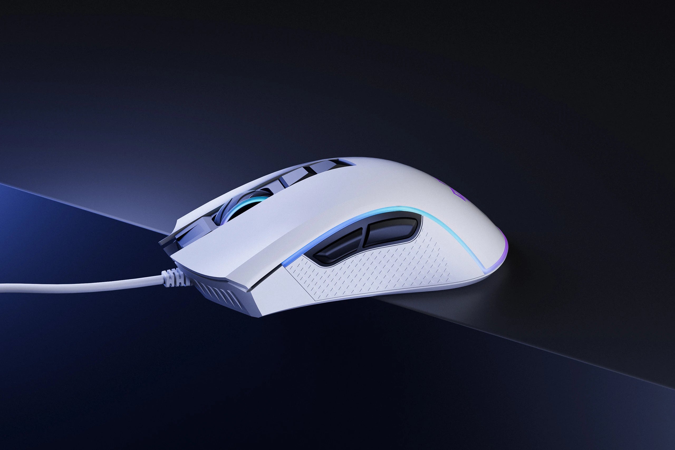 Mouse Gaming QwertyKey Forge Alb, RGB, 12.000 DPI, Software