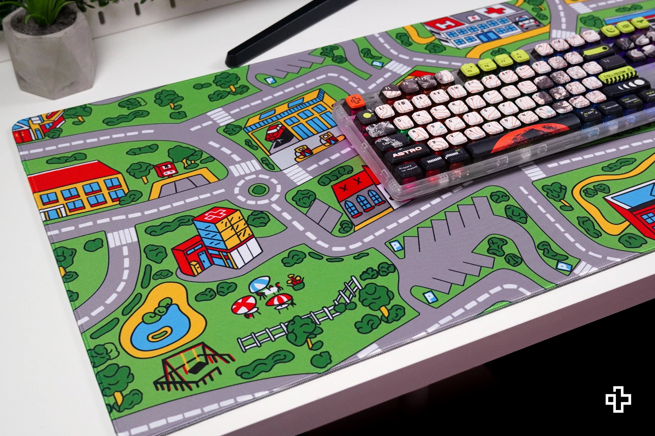 Deskmat Mousepad QwertyKey Nostalgia Zajęte Miasto 4mm marginesy obszyte