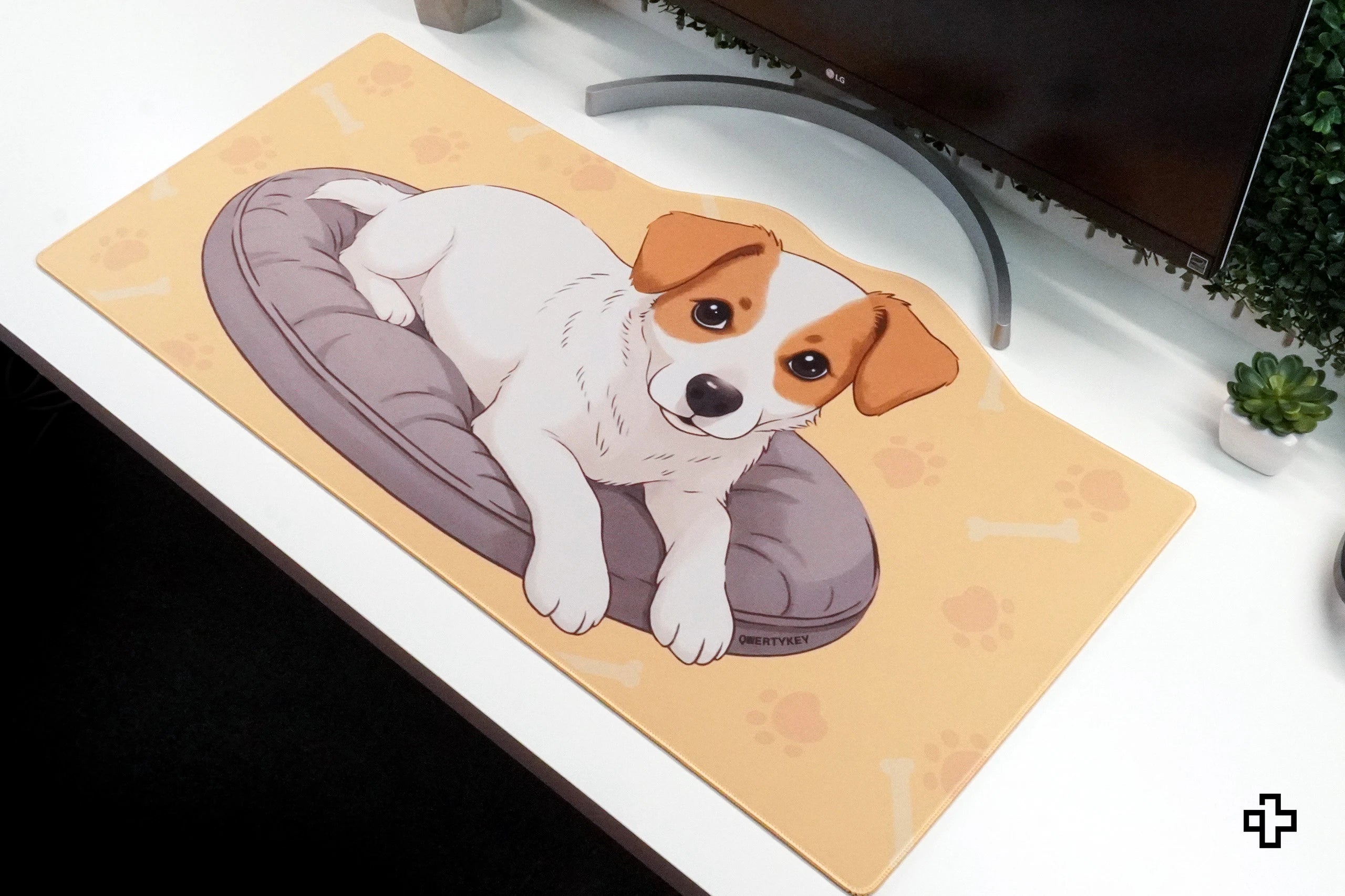 Deskmat Mousepad QwertyKey Dog Joy 4mm margini cusute