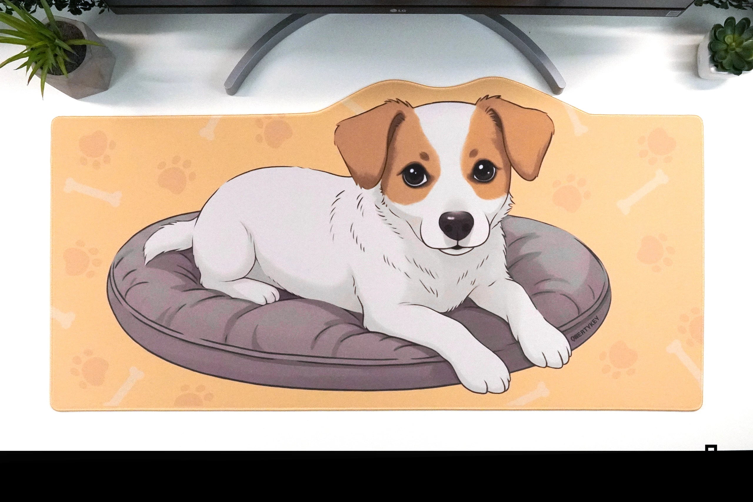 Deskmat Mousepad QwertyKey Dog Joy 4mm margini cusute