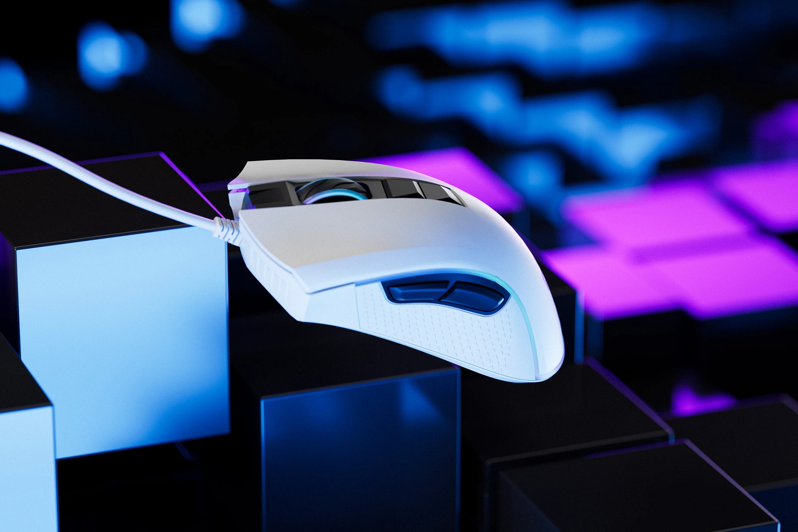Mouse Gaming QwertyKey Forge Alb, RGB, 12.000 DPI, Software