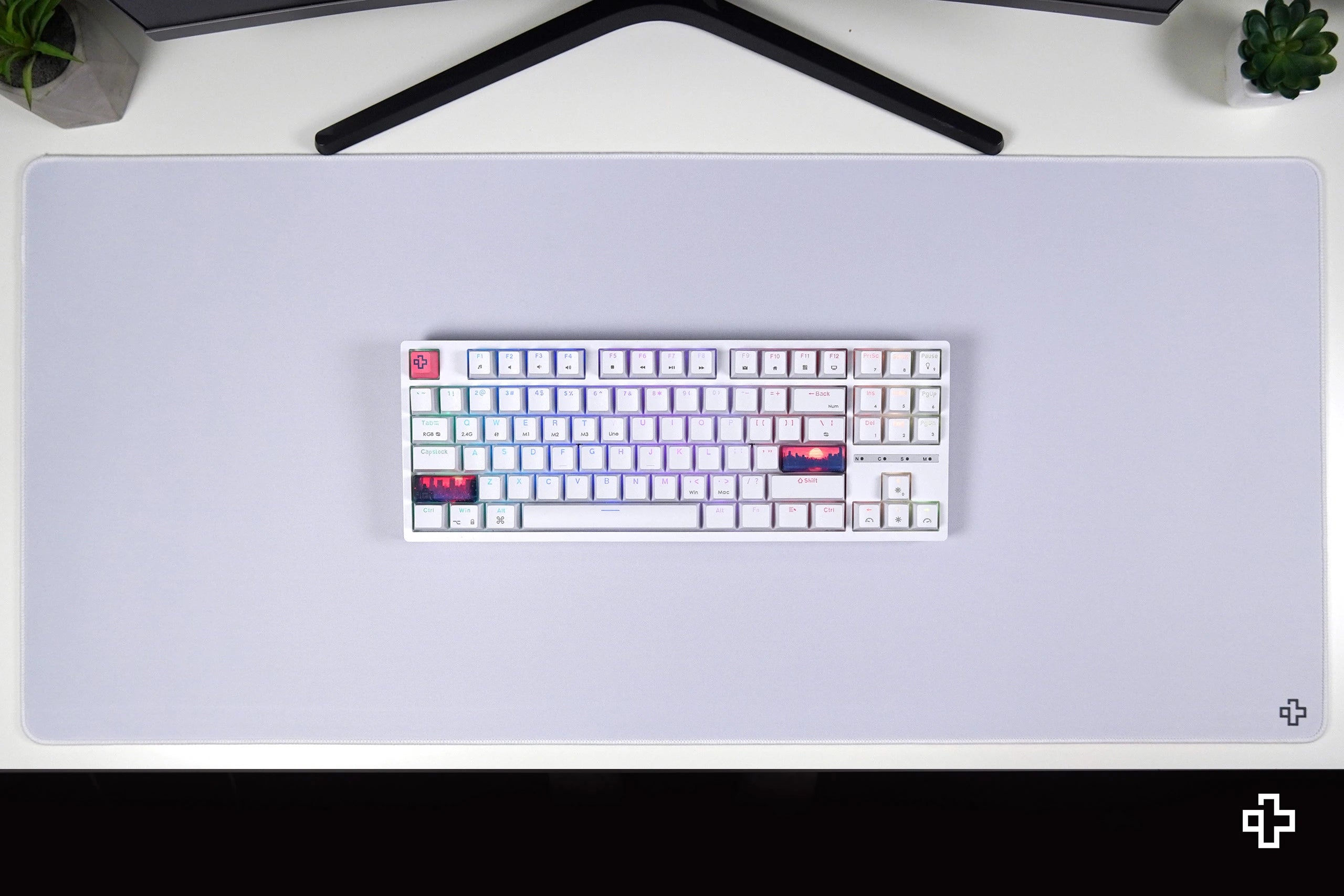 Deskmat Mousepad QwertyKey Alb Clasic Simplu 4mm margini cusute