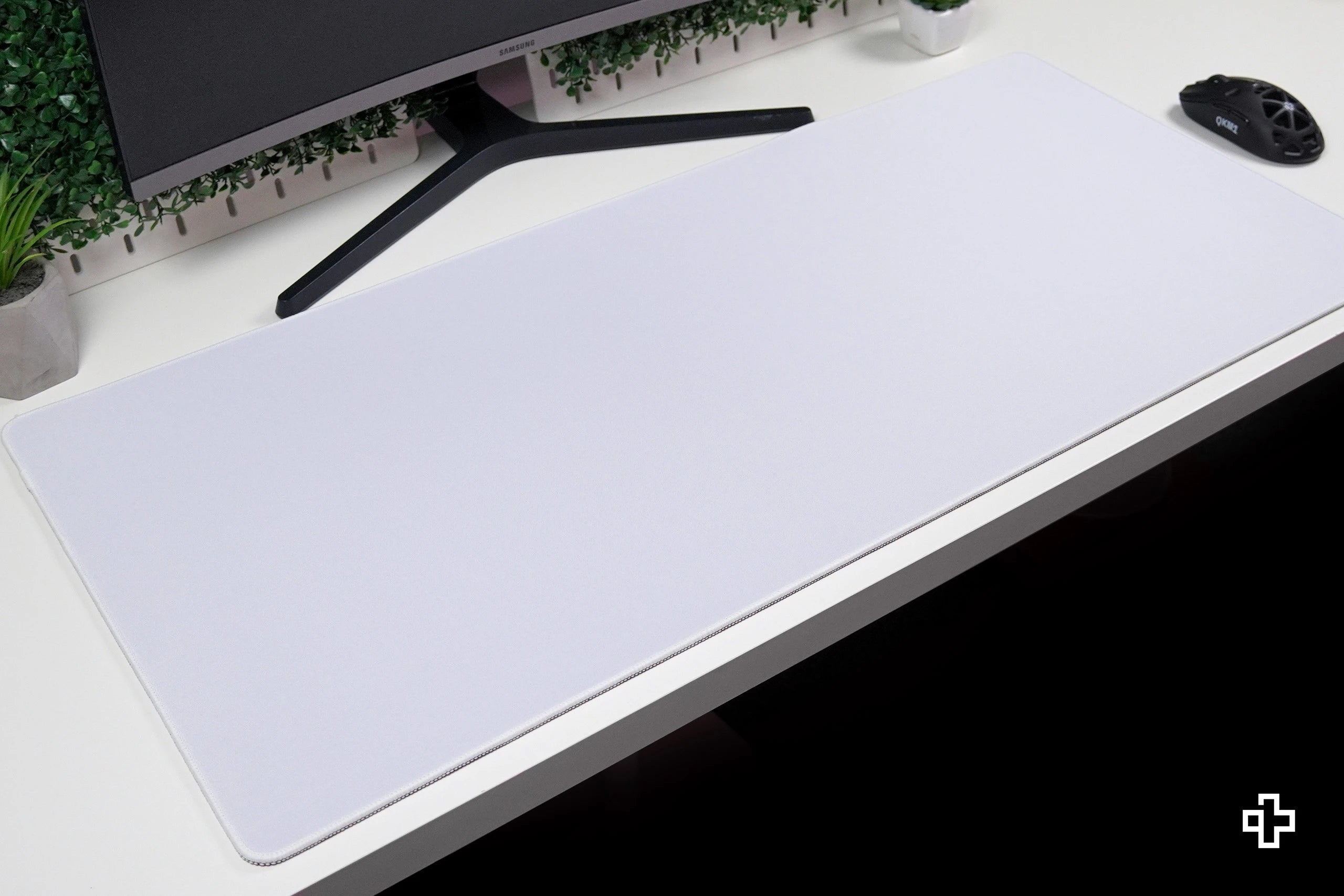 Deskmat Mousepad QwertyKey Alb Clasic Simplu 4mm margini cusute