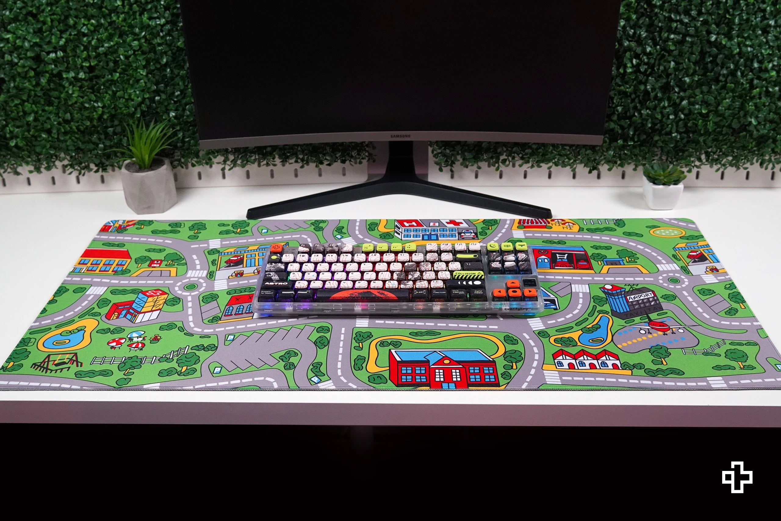 Deskmat Mousepad QwertyKey Nostalgia Zajęte Miasto 4mm marginesy obszyte