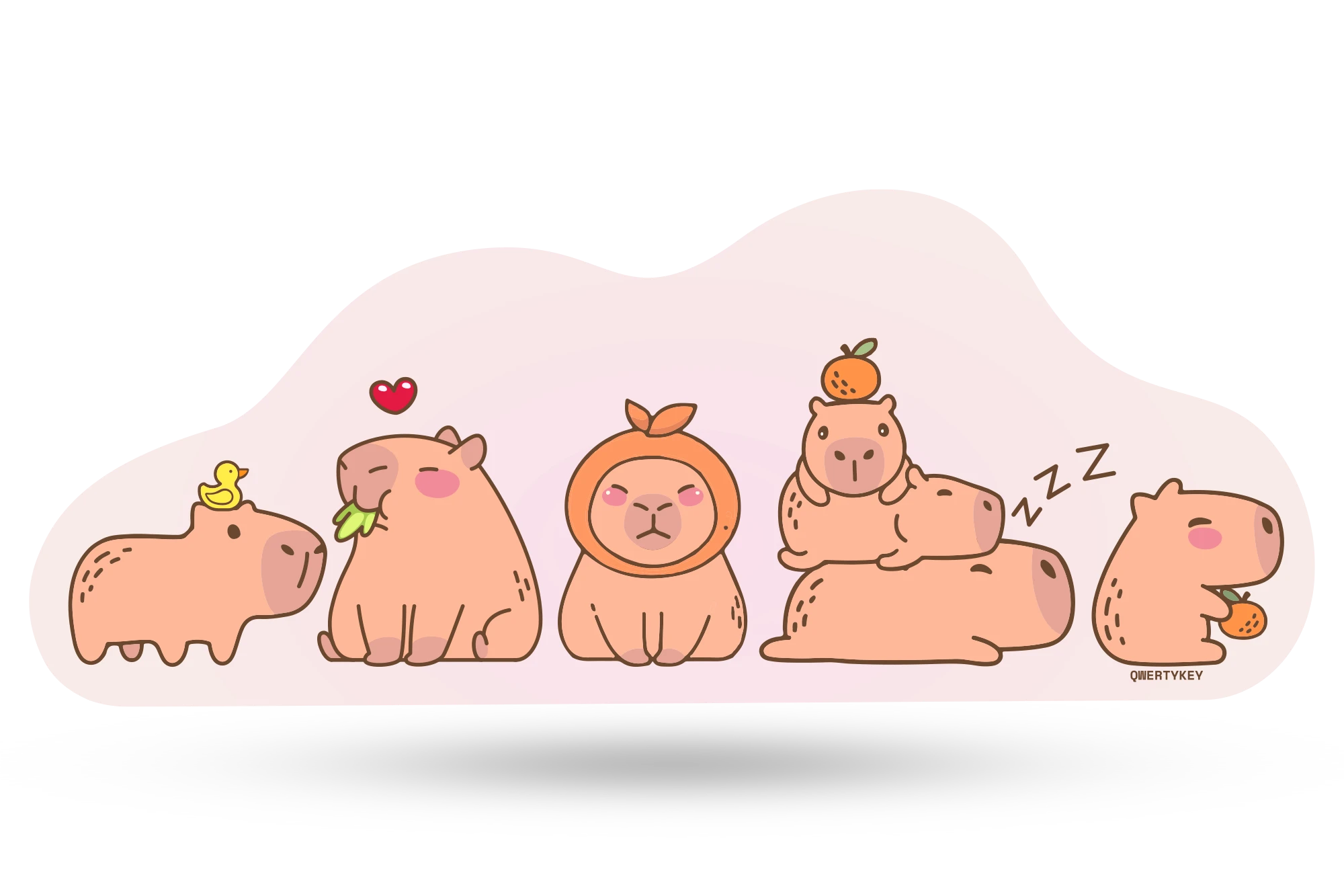 Deskmat Podkładka pod mysz QwertyKey Kapibara 4mm obszyte krawędzie