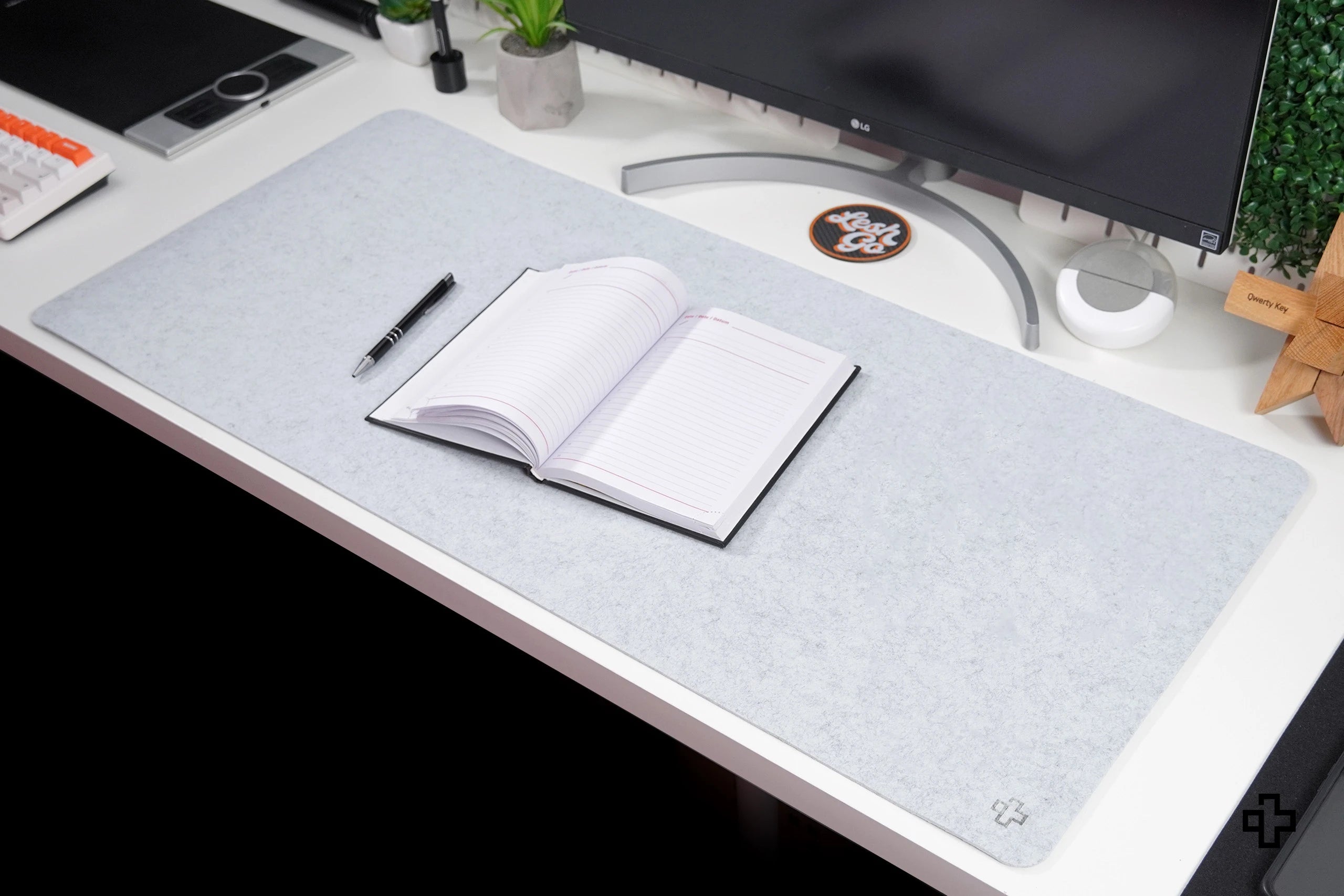 Office Desk Pad Mousepad QwertyKey Felt Gri